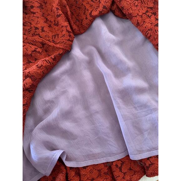 moulinette soeurs size 4 small anthropologie casual f zipper skirt red lace rust - Picture 7 of 12